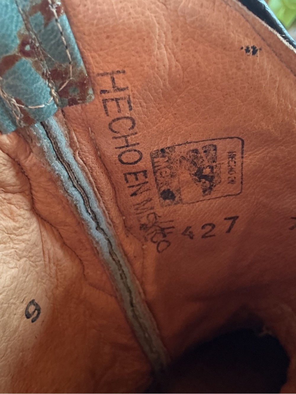 Vintage Mexican Leather Embroidered Western Cowboy Boots 7.5B | Colorful Floral - Picture 10 of 16